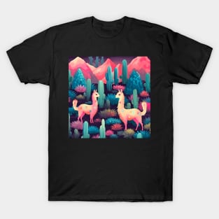 Llamas in Cactus Fields T-Shirt